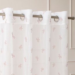 RIBBON Firana gotowa na woalu w diamentowe kokardki, na srebrnych przelotkach z ołowianką, 250x140cm, kolor 002 biały