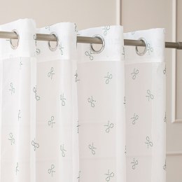 RIBBON Firana gotowa na woalu w diamentowe kokardki, na srebrnych przelotkach z ołowianką, 250x140cm, kolor 003 biały