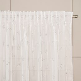 RIBBON Firana gotowa na woalu w diamentowe kokardki, na taśmie z ołowianką, 250x140cm, kolor biały