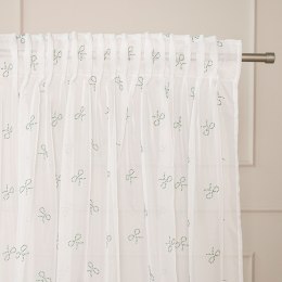 RIBBON Firana gotowa na woalu w diamentowe kokardki, na taśmie z ołowianką, 250x140cm, kolor 003 biały.