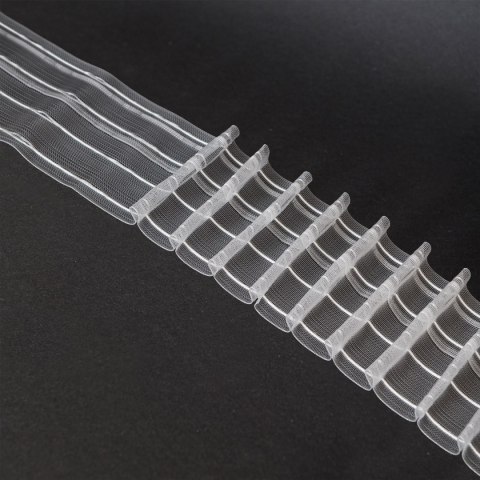 Taśma ołówek 10cm, marszczenie 1:2, transparentna z białym sznurkiem, FM100-21-1C3 TASMAA/Z28/200/010000/1