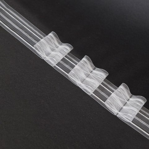 Taśma podwójna zakładka 5cm, marszczenie 1:2,5 transparentna z białym sznurkiem, FM050-22-1C3 TASMAA/U2Z/250/005000/1