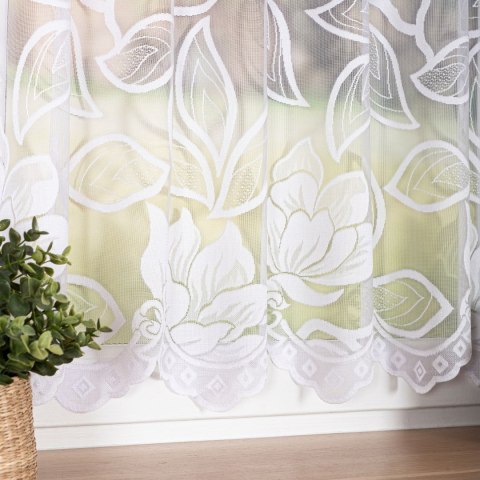 Zazdrostka żakardowa ze wzorem po całości, wys. 50cm, kolor biały 023338/000/001/000050/1