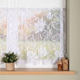 Zazdrostka żakardowa ze wzorem po całości, wys. 80cm, kolor biały 023338/000/001/000080/1