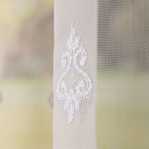 Firanka haftowana pasowa, wys.170cm, kolor biały FH0040/768/001/000170/1
