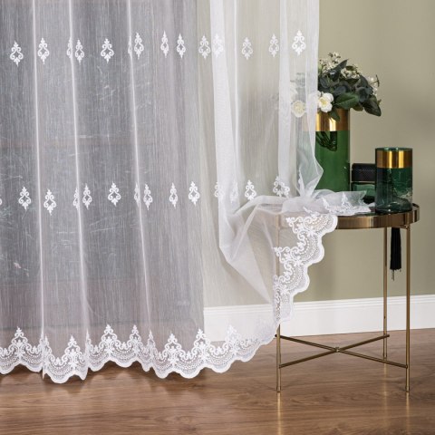 Firanka haftowana pasowa, wys. 300cm, kolor biały FH0040/768/001/000300/1
