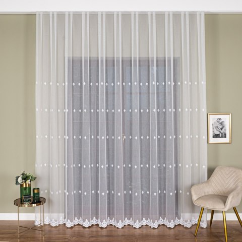 Firanka haftowana pasowa, wysokość 300cm, kolor biały FH0042/768/001/000300/1