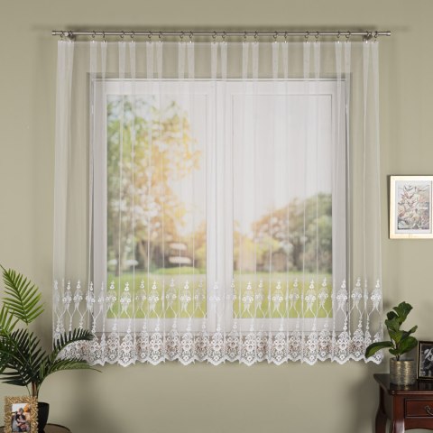 Firanka haftowana z samym dołem, wys. 170cm, kolor biały FH0036/020/001/000170/1