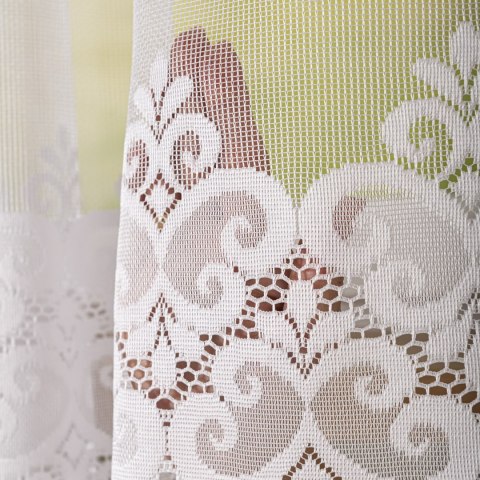Firanka żakardowa ze wzorem na samym dole, wys. 175cm, kolor biały 015997/000/001/000175/1