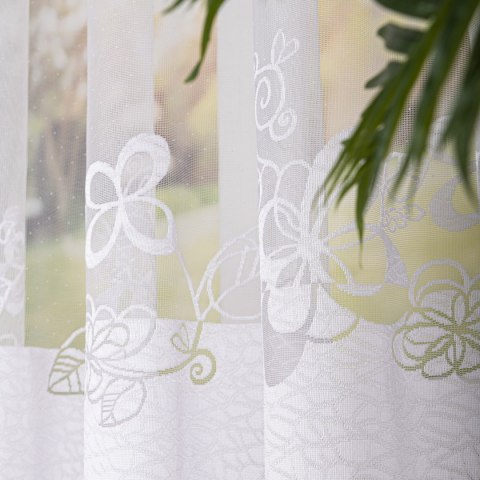 Firanka żakardowa ze wzorem na samym dole, wys. 175cm, kolor biały 107199/000/001/000175/1