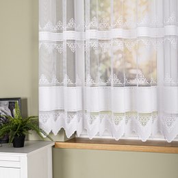 Firanka żakardowa ze wzorem pasowym, wys. 155cm, kolor biały 107363/000/001/000155/1