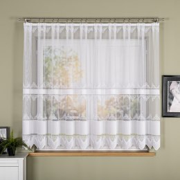 Firanka żakardowa ze wzorem pasowym, wys. 155cm, kolor biały 107363/000/001/000155/1