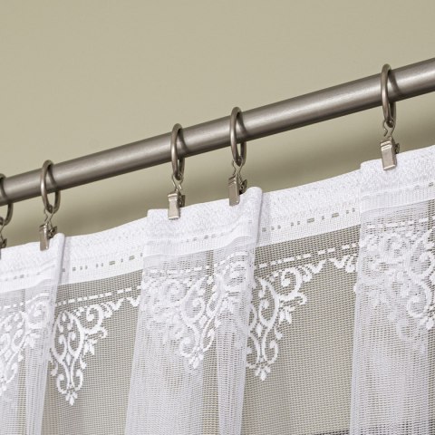 Firanka żakardowa ze wzorem pasowym, wys. 175cm, kolor biały 107363/000/001/000175/1