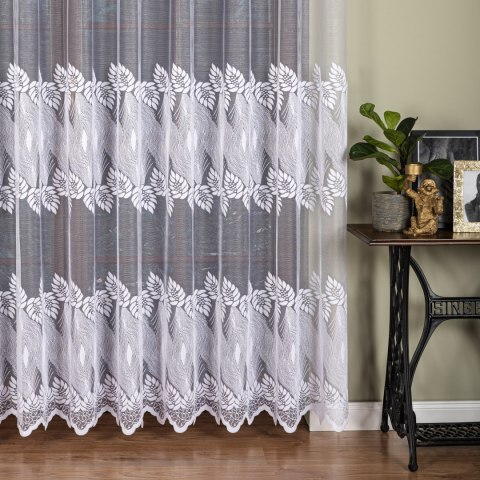 Firanka żakardowa ze wzorem pasowym, wys. 250cm, kolor biały 049365/000/001/000250/1