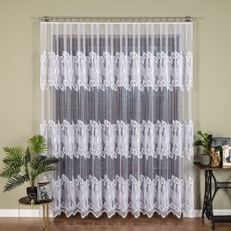 Firanka żakardowa ze wzorem pasowym, wys. 250cm, kolor biały 049365/000/001/000250/1