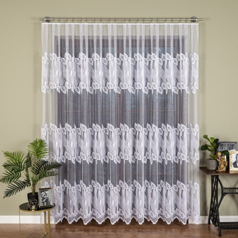 Firanka żakardowa ze wzorem pasowym, wys. 250cm, kolor biały 049365/000/001/000250/1