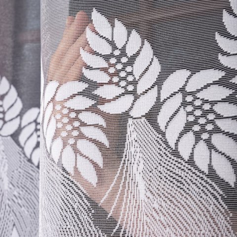 Firanka żakardowa ze wzorem pasowym, wys. 250cm, kolor biały 049365/000/001/000250/1