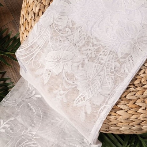 Firanka żakardowa ze wzorem po całości, wys. 150cm, kolor biały 018041/000/001/000150/1
