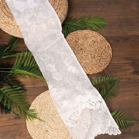 Firanka żakardowa ze wzorem po całości, wys.230cm, kolor biały 018041
