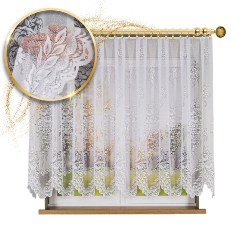 Firanka żakardowa ze wzorem po całości, wys. 150cm, kolor biały 361350/000/001/000150/1