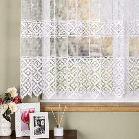 Firanka żakardowa ze wzorem po całości, wys. 155cm, kolor biały 011450/000/001/000155/1