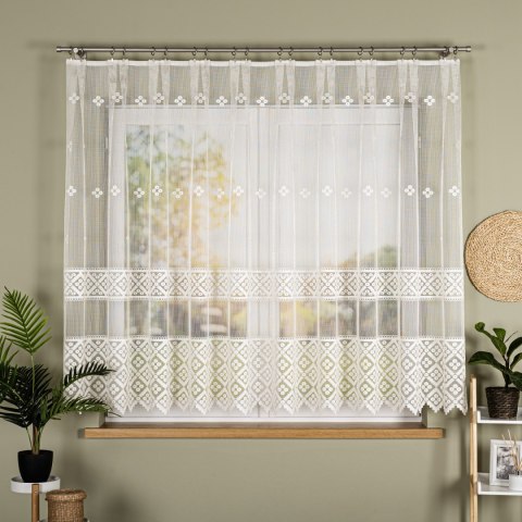 Firanka żakardowa ze wzorem po całości, wys. 155cm, kolor 025 kremowy 011450/000/025/000155/1