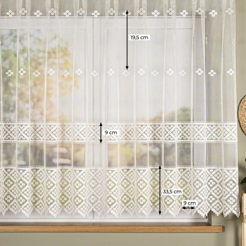 Firanka żakardowa ze wzorem po całości, wys. 155cm, kolor 025 kremowy 011450/000/025/000155/1