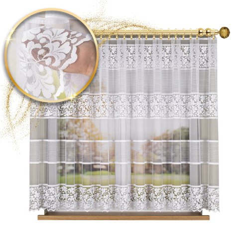 Firanka żakardowa ze wzorem po całości, wys. 160cm, kolor biały 017563/000/001/000160/1