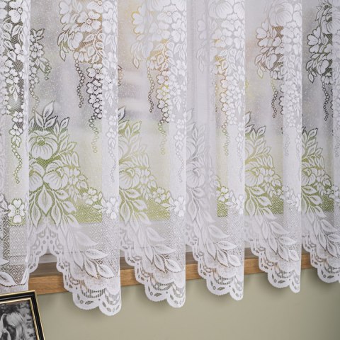 Firanka żakardowa ze wzorem po całości, wys. 160cm, kolor biały 361350/000/001/000160/1