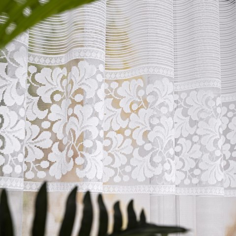 Firanka żakardowa ze wzorem po całości, wys. 170cm, kolor biały 017563/000/001/000170/1