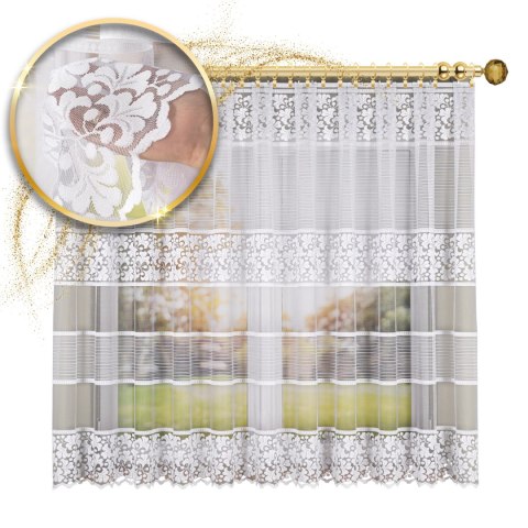 Firanka żakardowa ze wzorem po całości, wys. 170cm, kolor biały 017563/000/001/000170/1