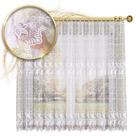 Firanka żakardowa ze wzorem po całości, wys. 170cm, kolor biały 049348/000/001/000170/1