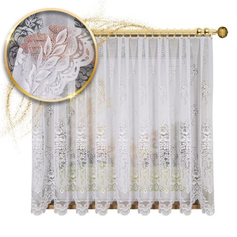 Firanka żakardowa ze wzorem po całości, wys. 170cm, kolor biały 361350/000/001/000170/1