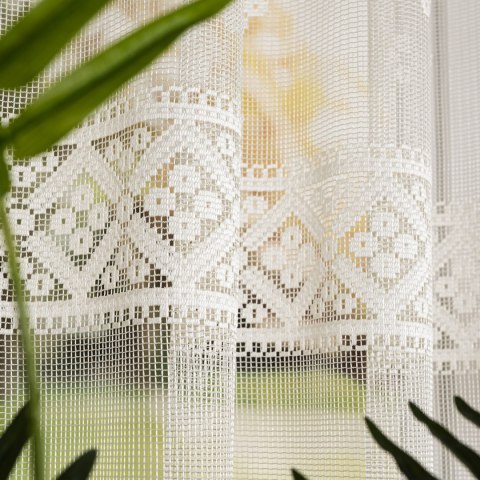 Firanka żakardowa ze wzorem po całości, wys. 175cm, kolor 025 kremowy 011450/000/025/000175/1