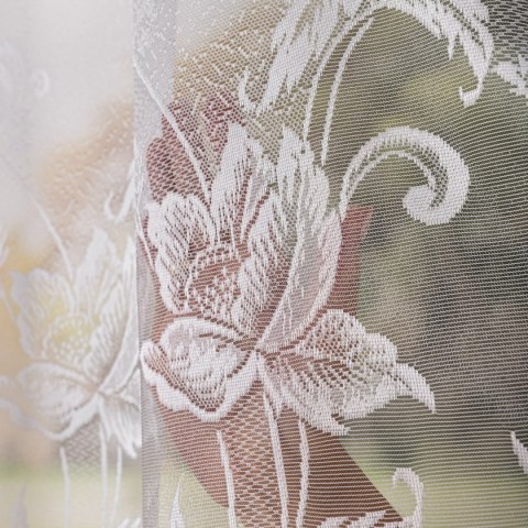 Firanka żakardowa ze wzorem po całości, wys. 180cm, kolor biały 049815/000/001/000180/1