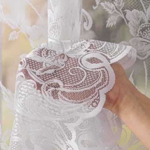 Firanka żakardowa ze wzorem po całości, wys. 180cm, kolor biały 049815/000/001/000180/1