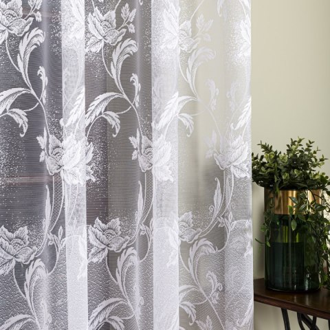 Firanka żakardowa ze wzorem po całości, wys. 250cm, kolor biały 049815/000/001/000250/1