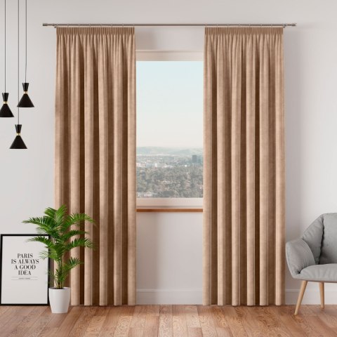 VELVI Zasłona gotowa na taśmie, 140x240cm, kolor 001 ciemny beżowy VELVI0/ZGT/001/140240/1 VELVI Zasłona gotowa na taśmie, 140x240cm, kolor 001 ciemny beżowy VELVI0/ZGT/001/140240/1