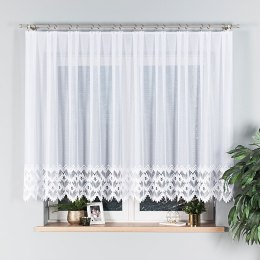 Firanka żakardowa ze wzorem na samym dole, wys. 130cm, kolor biały 018989/000/001/000130/1
