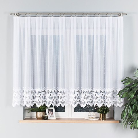 Firanka żakardowa ze wzorem na samym dole, wys. 130cm, kolor biały 018989/000/001/000130/1