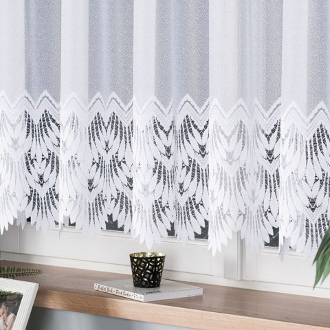 Firanka żakardowa ze wzorem na samym dole, wys. 130cm, kolor biały 018989/000/001/000130/1