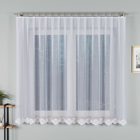 Firanka żakardowa ze wzorem na samym dole, wys. 160cm, kolor biały 023405/000/001/000160/1