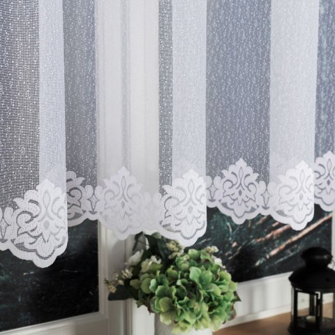 Firanka żakardowa ze wzorem na samym dole, wys. 160cm, kolor biały 023405/000/001/000160/1