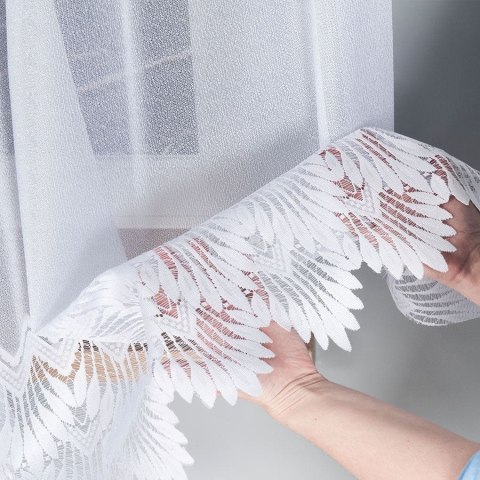 Firanka żakardowa ze wzorem na samym dole, wys. 170cm, kolor biały 018989/000/001/000170/1