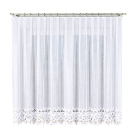 Firanka żakardowa ze wzorem na samym dole, wys. 170cm, kolor biały 018989/000/001/000170/1