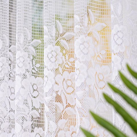 Firanka żakardowa ze wzorem pasowym, wys. 120cm, kolor biały 044330/000/001/000120/1