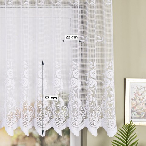 Firanka żakardowa ze wzorem pasowym, wys. 120cm, kolor biały 044330/000/001/000120/1