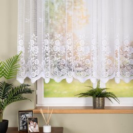 Firanka żakardowa ze wzorem pasowym, wys. 140cm, kolor biały 044330/000/001/000140/1