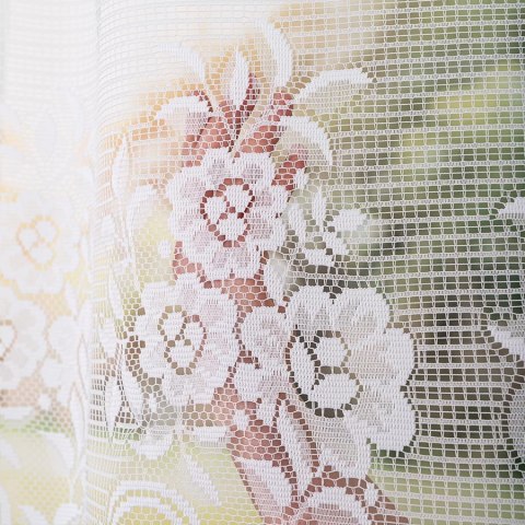 Firanka żakardowa ze wzorem pasowym, wys. 140cm, kolor biały 044330/000/001/000140/1