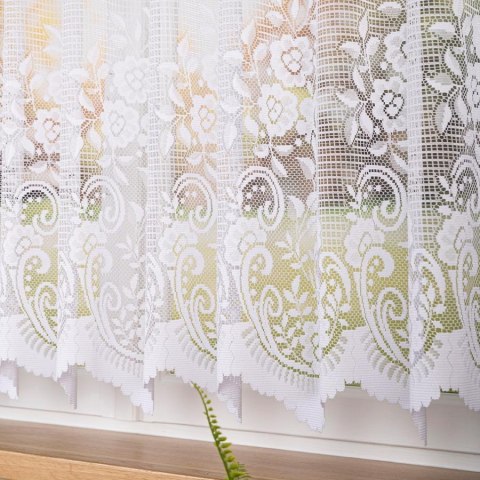 Firanka żakardowa ze wzorem pasowym, wys. 160cm, kolor biały 044330/000/001/000160/1